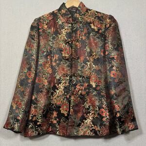 VTG PBL Womens Floral Brocade Jacket S 38 Statement Asian-Inspired Vintage Glam